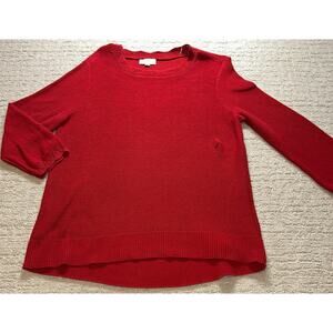 LOFT Outlet Women‎ Red Cotton Knit Sweater Crewneck Long Sleeve Size L